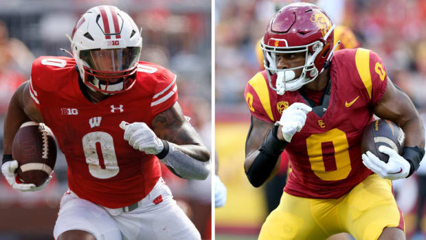 Wisconsin running back Braelon Allen and USC running back MarShawn Lloyd.